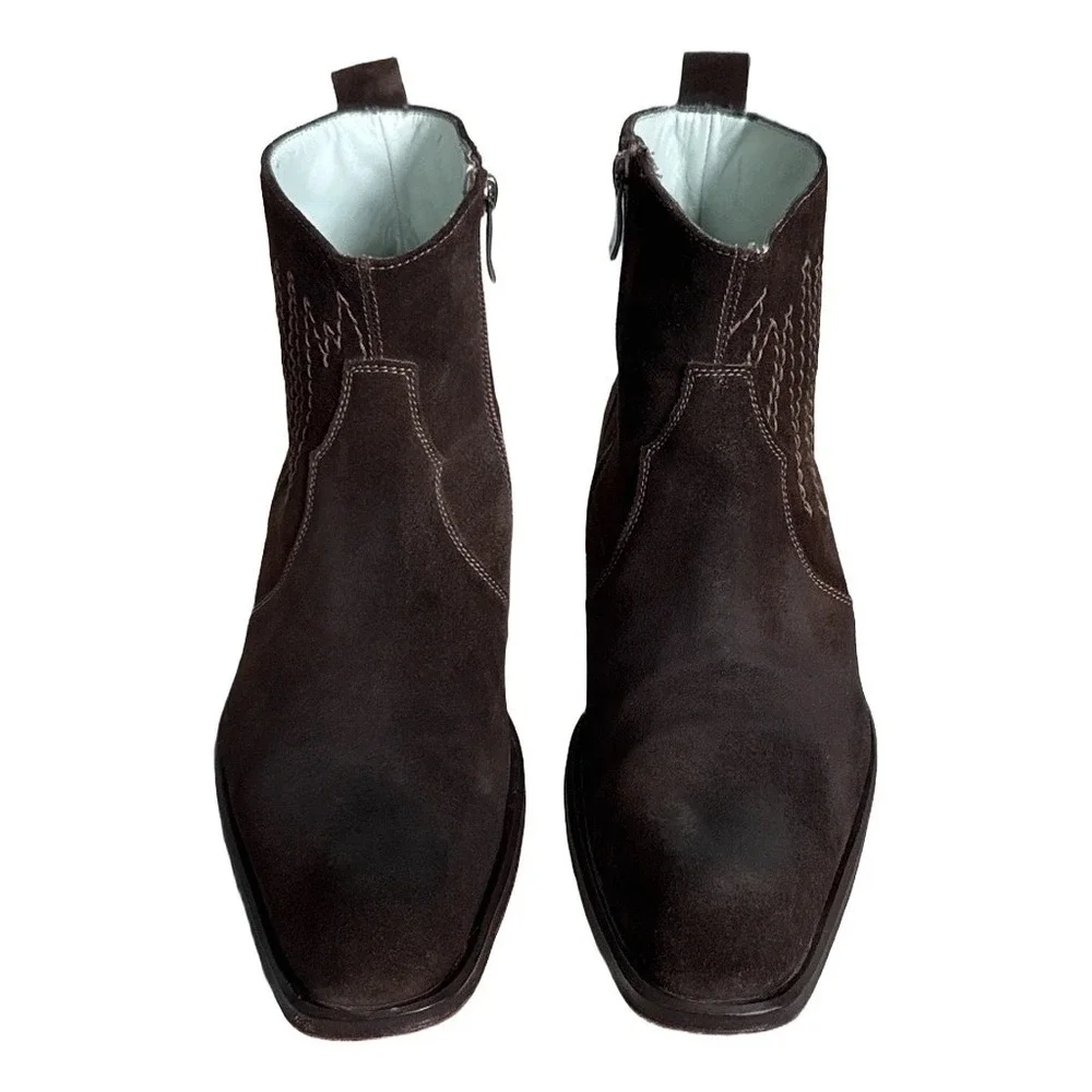 Kenneth Cole New York Mens Brown Suede Zip Ankle Boot 9.5 Boho Indie Western 9.5